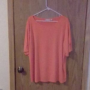 Susan Graver Women's Short Sleeve Top - Bright Coral